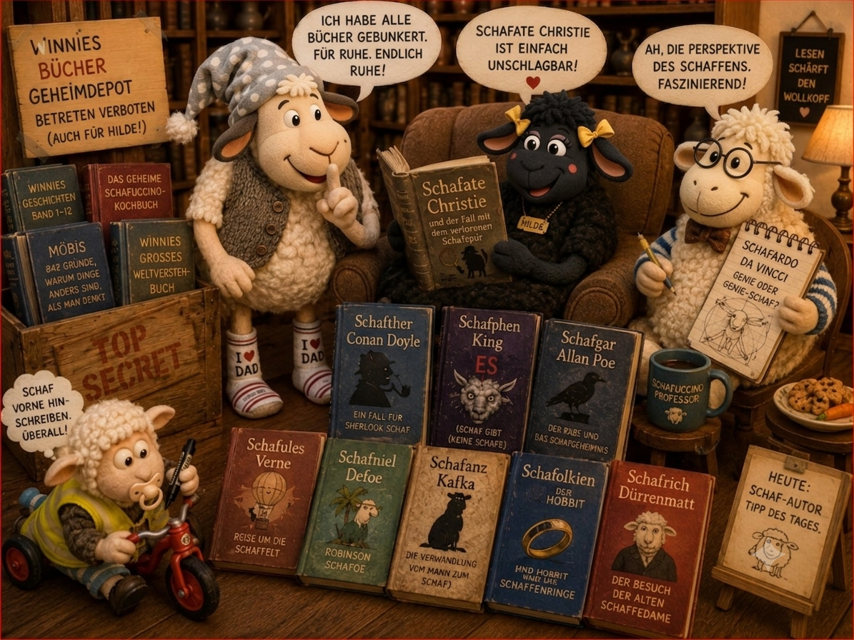 Winnie aus dem WinnieVersum mit den Büchern von Gerry Dressler