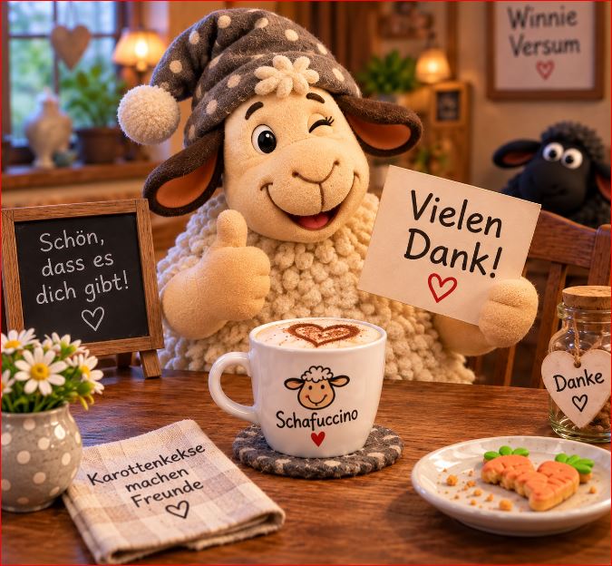 Winnie sagt Danke für einen neuen Schafuccino